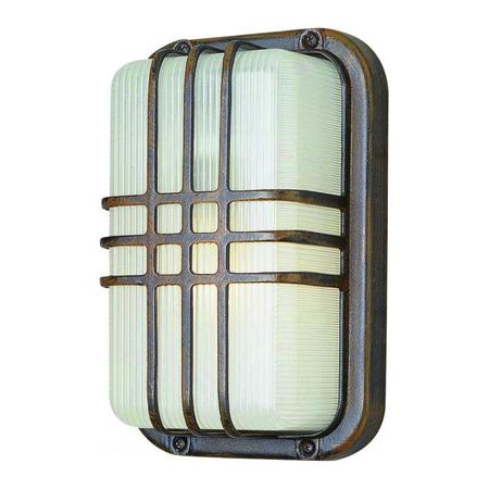 TRANS GLOBE One Light Rust Frosted Polycarbonate Rectangle Ribbed Glass Marine L 41104 RT